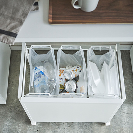 tower タワー 目隠し分別ダストワゴン 3分別 ホワイト 4332