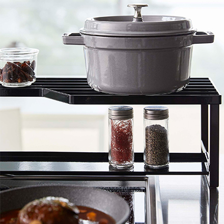 tower タワー コンロ奥ラック 排気口カバー付 60cmコンロ用 ブラック 5269