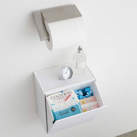 tower タワー ウォールトイレポット&収納ケース ホワイト 5429