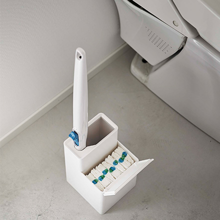 tower タワー 替えブラシ収納付き流せるトイレブラシスタンド ホワイト 5722