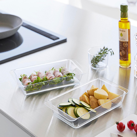 tower タワー 電子レンジ対応連結できる洗いやすい下ごしらえ調理トレー 深型 2個組 クリア 10337