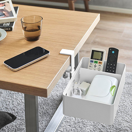 tower タワー テーブル横回転収納ラック 仕切り付き ホワイト 10365