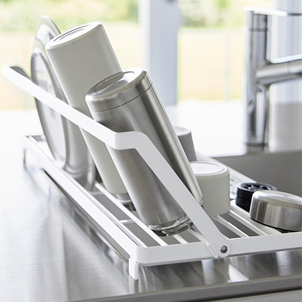 tower タワー シンク上スリム水切りラック シリコーントレー付き ホワイト 10581