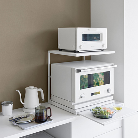 tower タワー スライドテーブル付きキッチン家電下ラック 2段 ホワイト 10652