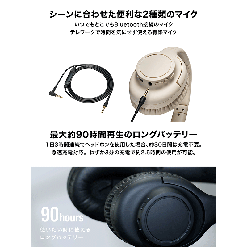 オーディオテクニカ ワイヤレスヘッドフォン ベージュ ATH-S300BT BG