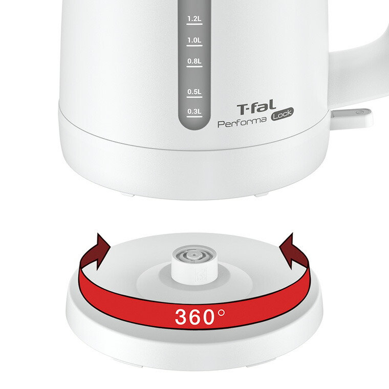 ティファール T-fal 電気ケトル パフォーマ ロック 1.5L ホワイト KO1621J0 / 1500mL 転倒お湯もれロック スピード沸騰 空だき防止 自動電源オフ