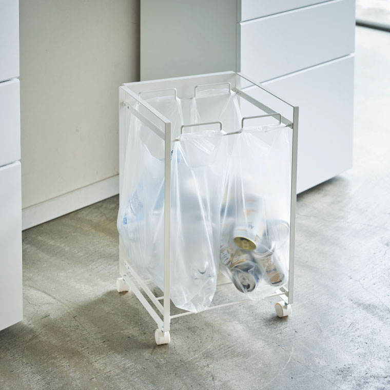 山崎実業 公式 tower 目隠し分別ダストワゴン ２分別 タワー ブラック 4331