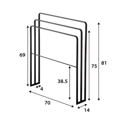 山崎実業 公式 tower 横から掛けられるバスタオルハンガー ３連 タワー ブラック 4980