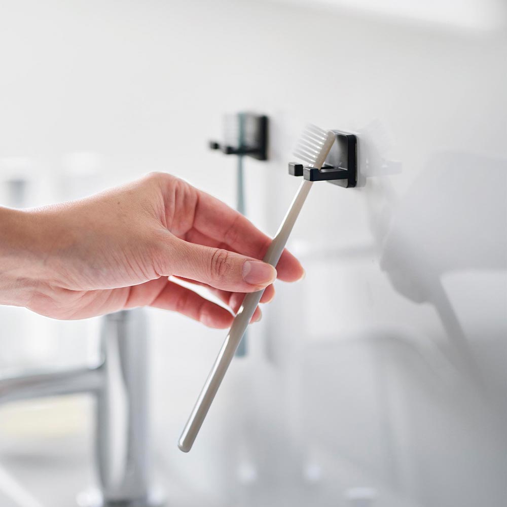 山崎実業 tower フィルムフック歯ブラシホルダー タワー シングル 2個組 10033 10034 / ブラック