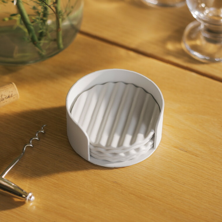 APTO ウェーブ セラミックコースターセット アプト 山崎実業 10496