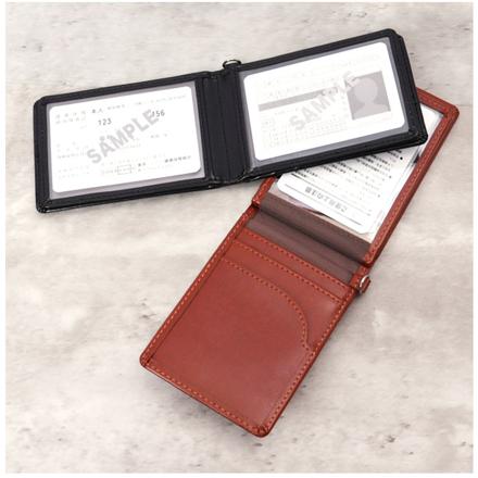 グロワール パスケース 縦型5面窓付 ブラウン