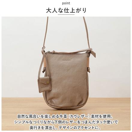 toLeur カウレザータックミニサコッシュ ショルダーバッグ GRAYBEIGE