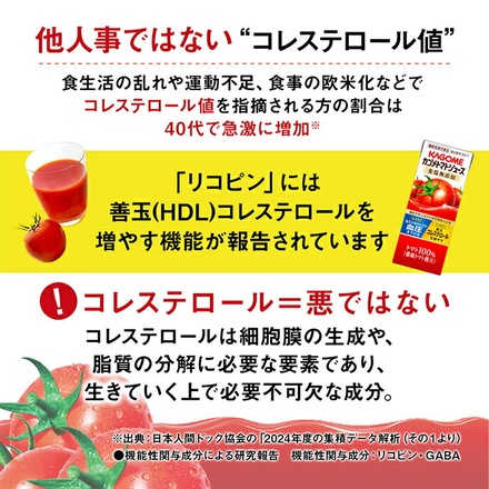 カゴメ トマトジュース 食塩無添加(濃縮トマト還元)【機能性表示食品】 200ml紙パック×24本入|トマトジュース 食塩無添加 カゴメ トマト 無添加