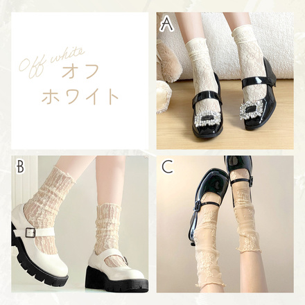 MILASIC シースルーソックス 3足セット オフホワイト TN-STSC-OWH