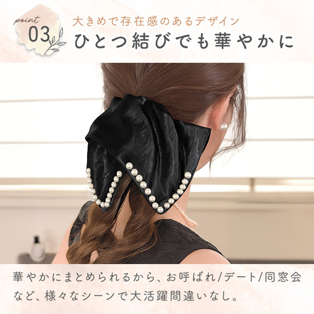 MILASIC スクエアシュシュ A-ホワイトフラワー TN-SQRSC-A