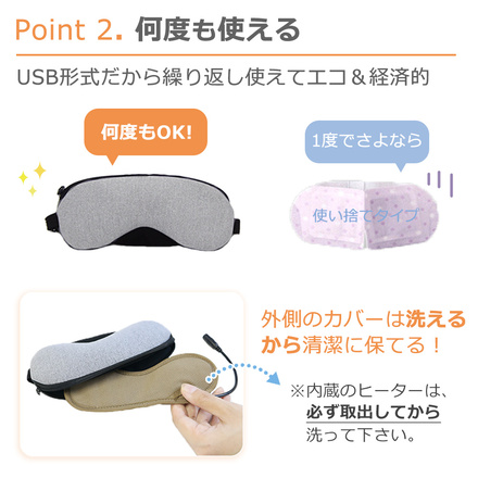 mitas 目元ケア アイマスク USB式 グレー OM-HTEM-GY