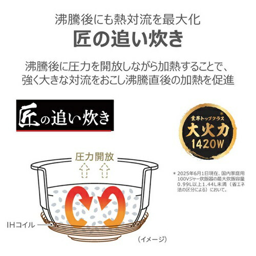 炊飯器 炎匠炊き 5.5合 グランブラック 東芝 RC-10HGX(K)
