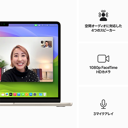 Apple 13インチMacBook Air: 8コアCPUと10コアGPUを搭載したApple M3チップ, 24GB, 512GB SSD - スターライト with AppleCare+