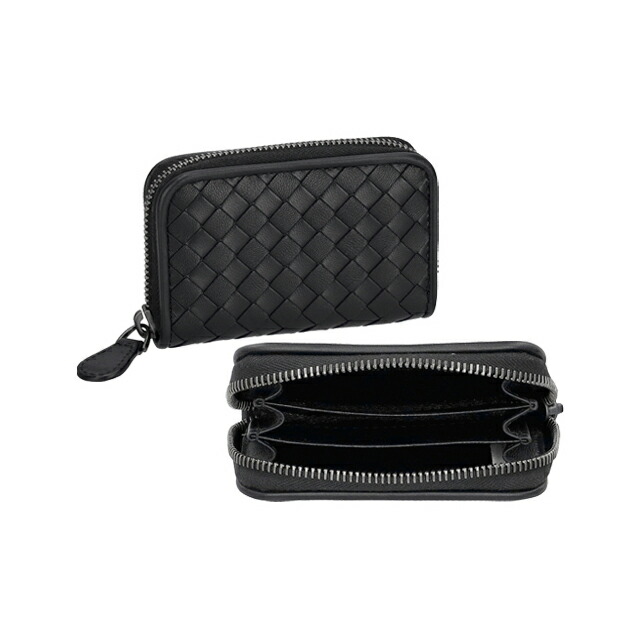 ボッテガ・ヴェネタ コインケース メンズ レディース BOTTEGA VENETA イントレチャート レザー 114075 V3UN1 1275 ブラック 小銭入れ 小さい ブランド 高級 おしゃれ プレゼント 実用的