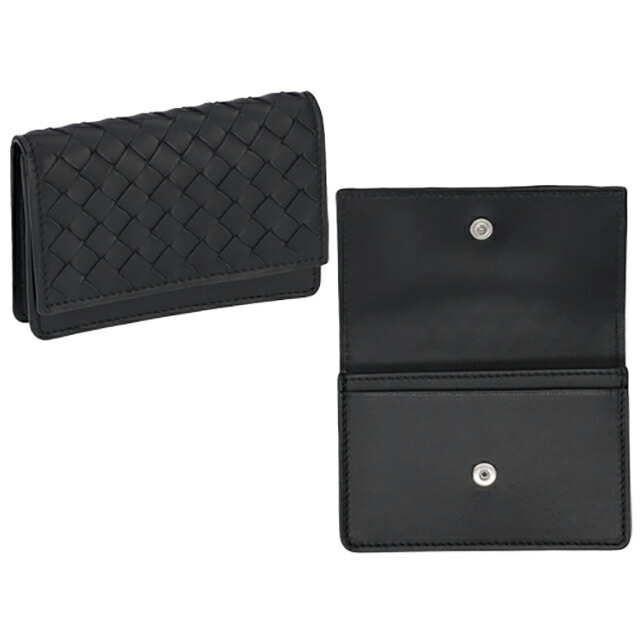 ボッテガ・ヴェネタ 名刺入れ メンズ レディース BOTTEGA VENETA イントレチャート レザー 133945 V3UN1 8803 ブラック ブランド 高級 おしゃれ プレゼント 実用的