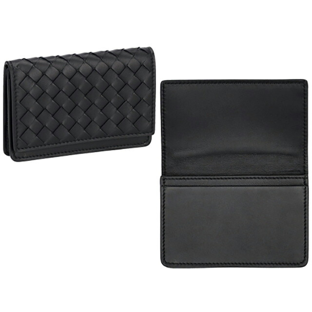 ボッテガ・ヴェネタ 名刺入れ メンズ レディース BOTTEGA VENETA イントレチャート レザー 174646 V3UN1 1275 ブラック ブランド 高級 おしゃれ プレゼント 実用的