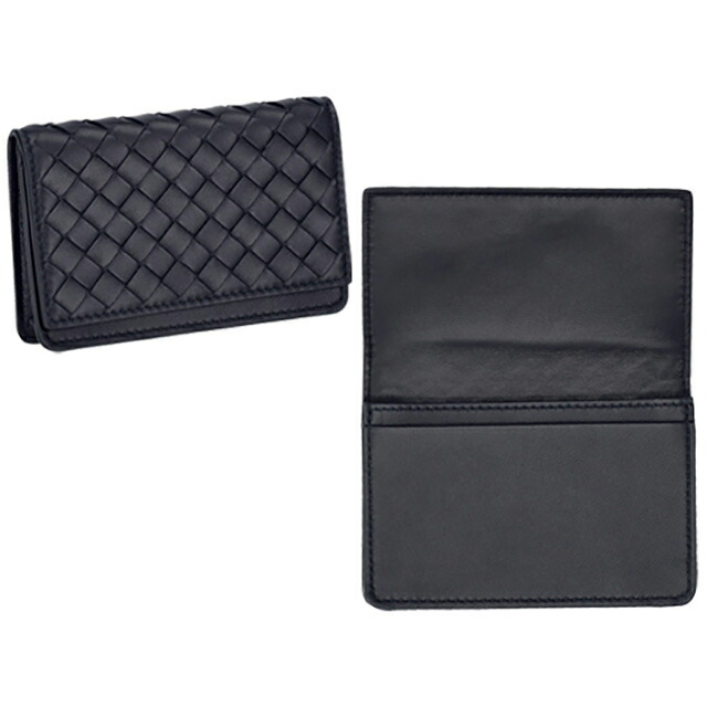 ボッテガ・ヴェネタ 名刺入れ メンズ レディース BOTTEGA VENETA イントレチャート レザー 174646 V3UN1 4045 ネイビー ブランド 高級 おしゃれ プレゼント 実用的