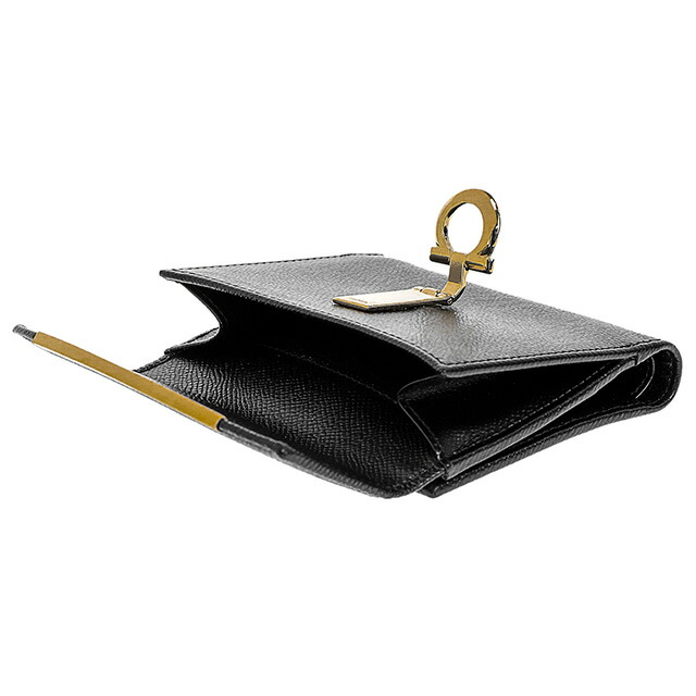フェラガモ 二つ折り財布 レディース Ferragamo 22C877PEBBLE NER 673 998 ブラック ウォレット ブランド 高級 おしゃれ プレゼント 実用的