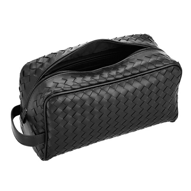 ボッテガ・ヴェネタ セカンドバッグ メンズ BOTTEGA VENETA イントレチャート 244706-V47W1 ブラック ビジネス 軽量 小さめ ミニバッグ ブランド 高級 おしゃれ プレゼント 男性 実用的 かっこいい