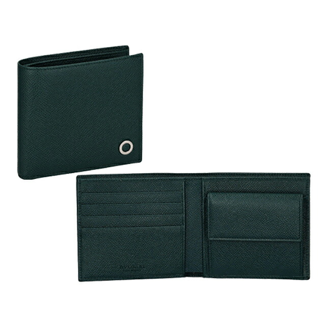 ブルガリ 二つ折り財布 メンズ BVLGARI 282101 TEATO ブルーグリーン ウォレット ブランド 高級 おしゃれ プレゼント 実用的