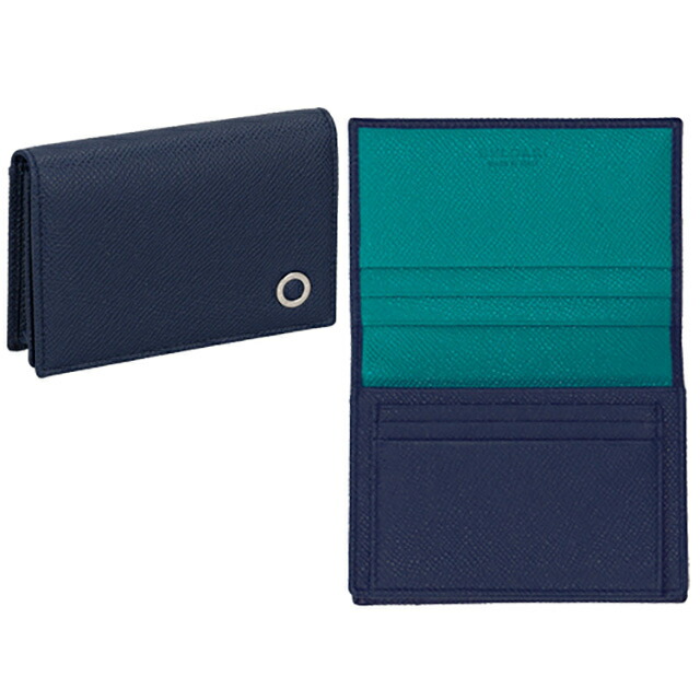 ブルガリ 名刺入れ メンズ BVLGARI レザー 288287 BL ME ネイビー グリーン ブランド 高級 おしゃれ プレゼント 実用的