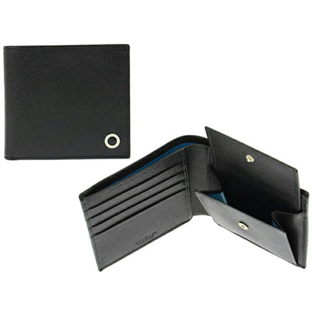 ブルガリ 二つ折り財布 メンズ BVLGARI 30396GRAIN BLK ブラック ウォレット ブランド 高級 おしゃれ プレゼント 実用的