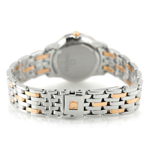 オメガ デ・ヴィル プレステージ 27.4mm クォーツ 電池式 腕時計 レディース ダイヤモンド OMEGA 424.25.27.60.55.002 アナログ ホワイトシェル シルバー レッドゴールド 白 スイス製 高級 ブランド おしゃれ 防水 軽い 華奢 プレゼント 女性 実用的