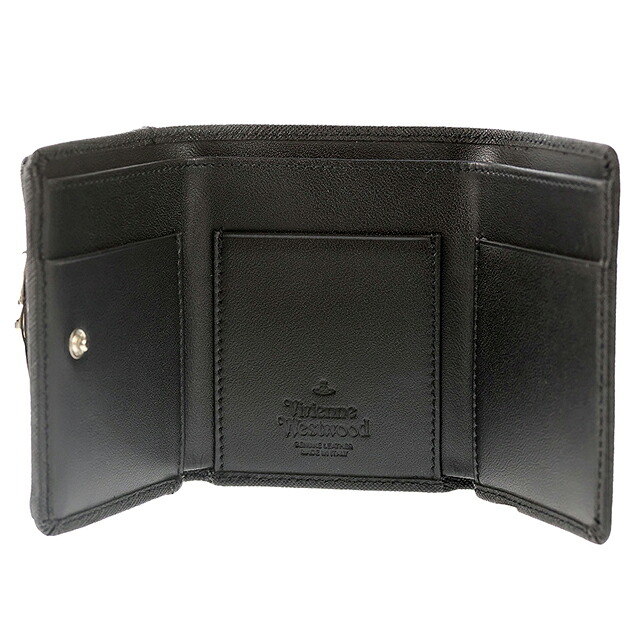 ヴィヴィアン ウエストウッド 二つ折り財布 コンパクト レディース ブランド Vivienne Westwood SAFFIANO 革 レザーウォレット 小銭入れあり ロゴ 52010013 L001N N402 BLACK ビビアン 高級 おしゃれ プレゼント 実用的