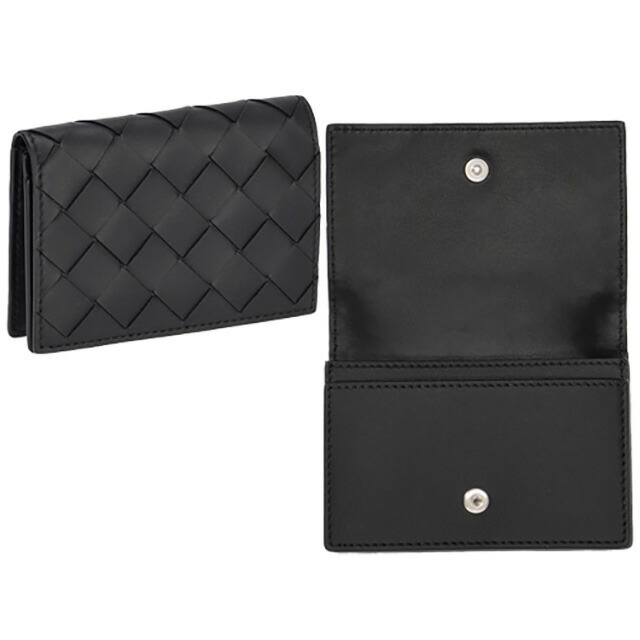 ボッテガ・ヴェネタ 名刺入れ メンズ BOTTEGA VENETA イントレチャート レザー 593115 V3UH2 8803 ブラック ブランド 高級 おしゃれ プレゼント 実用的