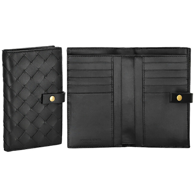 ボッテガ・ヴェネタ 二つ折り財布 メンズ レディース BOTTEGA VENETA イントレチャート レザー 609070 V3UH2 8425 ブラック ウォレット ブランド 高級 おしゃれ プレゼント 実用的