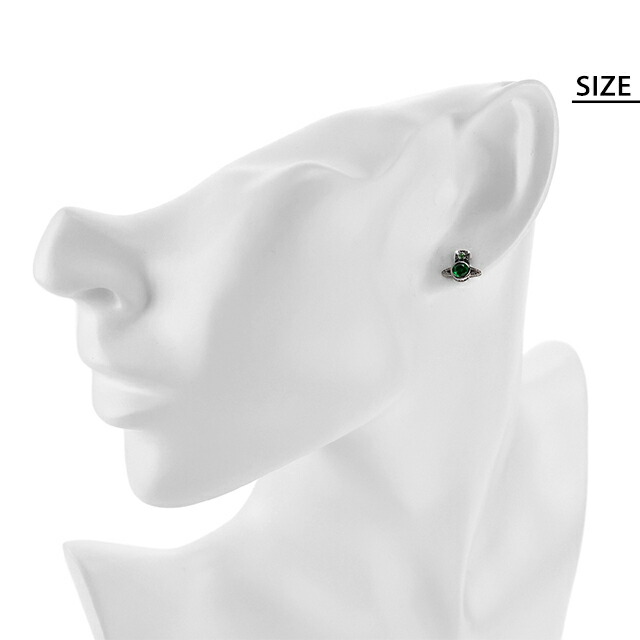 ヴィヴィアン ウエストウッド ピアス メンズ レディース ブランド Vivienne Westwood ロンドンオーブシングルピアス スタッド 片耳用 62010239 02S139 ガンメタル グリーン アクセサリー ビビアン