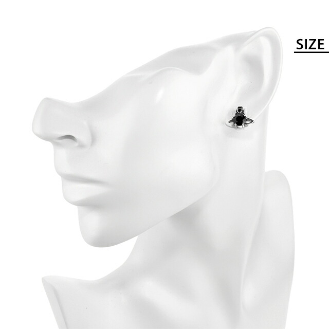 ヴィヴィアン ウエストウッド ピアス メンズ レディース Vivienne Westwood MAN レイナ REINA ロゴ スタッド 片耳用 6201032G 02Q140 ブラック シルバー アクセサリー ビビアン ジュエリー ブランド 高級 おしゃれ プレゼント 男性 実用的 かっこいい