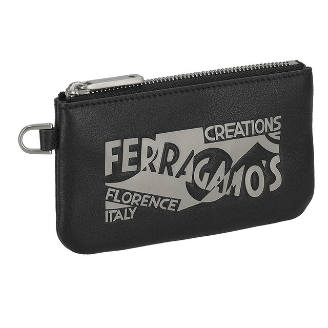 フェラガモ ポーチ メンズ レディース Ferragamo 661466CALF NE AG 776 211 グレー／ブラック 持ち歩き 小さい 小物入れ ブランド 高級 おしゃれ プレゼント 男性 実用的 かっこいい