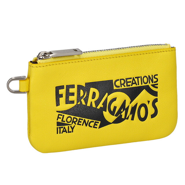 フェラガモ ポーチ メンズ レディース Ferragamo 661466CALF YE NE 776 210 ブラック／イエロー 持ち歩き 小さい 小物入れ ブランド 高級 おしゃれ プレゼント 男性 実用的 かっこいい