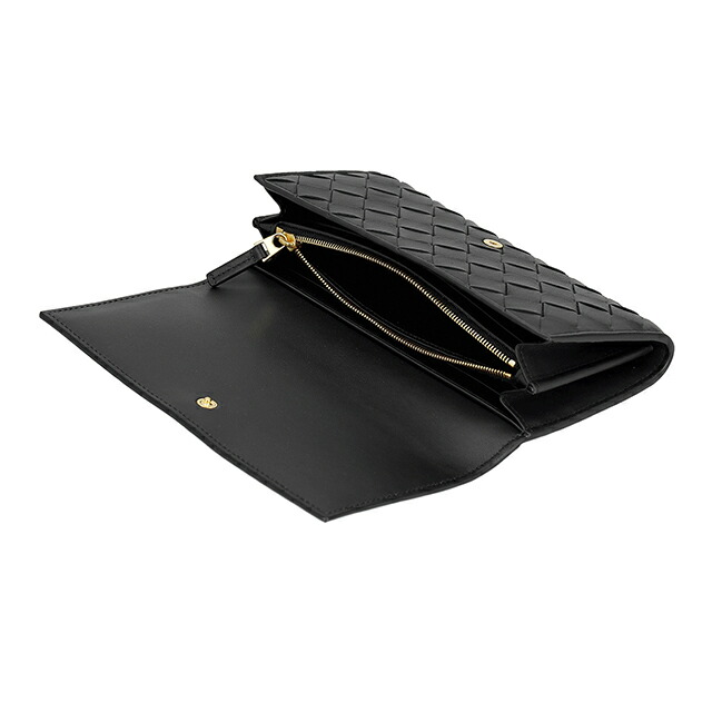 ボッテガ・ヴェネタ 二つ折り財布 二折財布 レディース ブランド BOTTEGA VENETA 666935-V3UH2 8425 ブラック/ゴールド ウォレット 高級 おしゃれ プレゼント 実用的