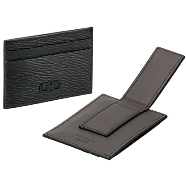 フェラガモ カードケース メンズ Ferragamo 66A387PEBBLE NER 733 364 ブラック 定期入れ ブランド 高級 おしゃれ プレゼント 実用的