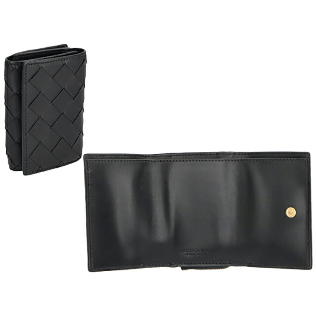 ボッテガ・ヴェネタ 三つ折り財布 メンズ レディース ブランド BOTTEGA VENETA 690568-V3UH2 ブラック ウォレット 高級 おしゃれ プレゼント 実用的