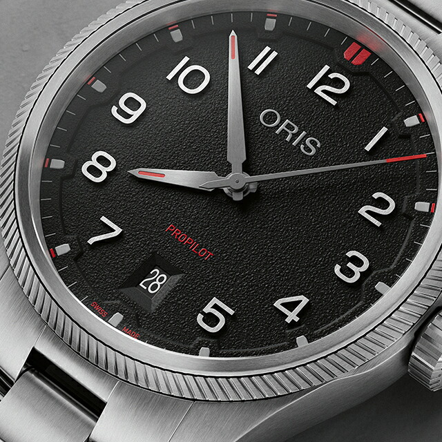 オリス プロパイロット デイト 41mm 自動巻き 腕時計 ブランド メンズ ORIS 01 733 7805 4164-07 8 20 04LC アナログ ブラック 黒 スイス製 高級 おしゃれ 防水 プレゼント 男性 実用的