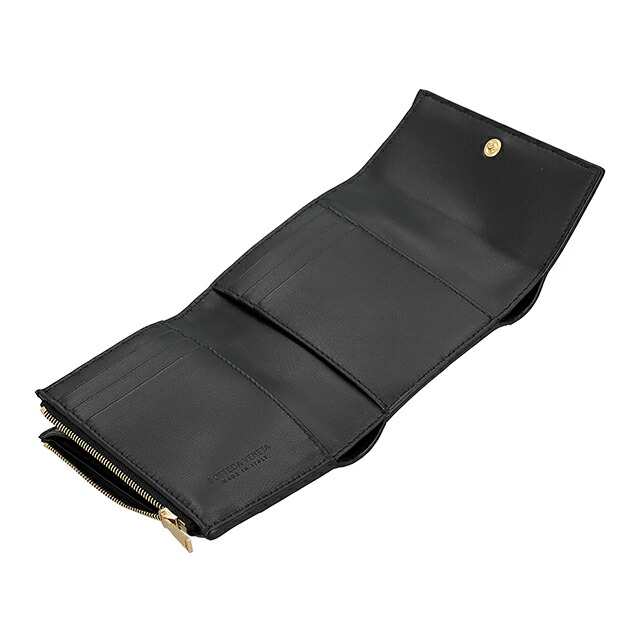 ボッテガ・ヴェネタ 三つ折り財布 三折財布 レディース ブランド BOTTEGA VENETA レザー Italy 750245-V3UO1 8425 ブラック