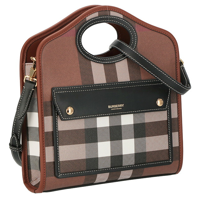 バ－バリ－ ハンドバッグ レディース BURBERRY チェック 8071386 ブラウン 軽量 小さめ 手提げ ブランド 高級 おしゃれ プレゼント 女性 実用的 かわいい