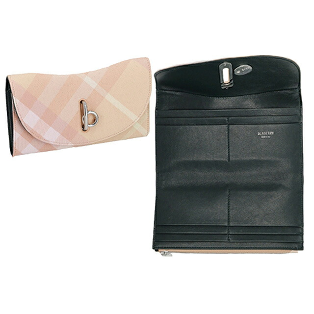 バ－バリ－ 長財布 レディース BURBERRY チェック 8081787 PEACH ピンク系 ウォレット ブランド 高級 おしゃれ プレゼント 実用的