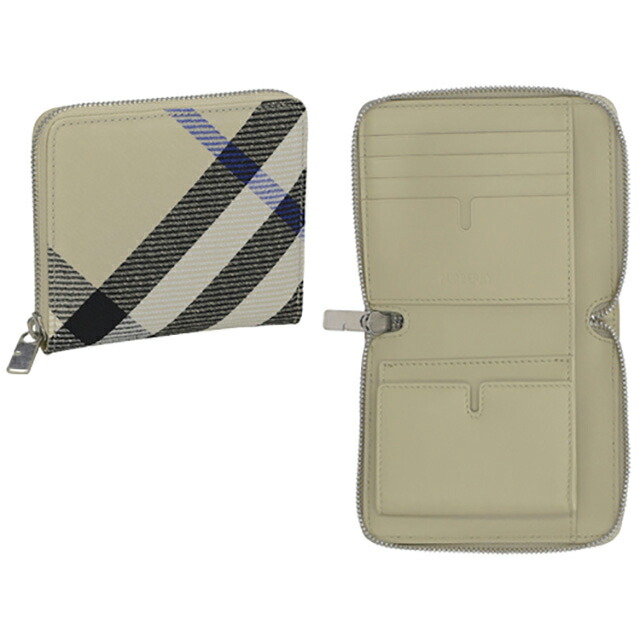 バ－バリ－ 二つ折り財布 メンズ レディース BURBERRY チェック 8087322 ベージュ ウォレット ブランド 高級 おしゃれ プレゼント 実用的