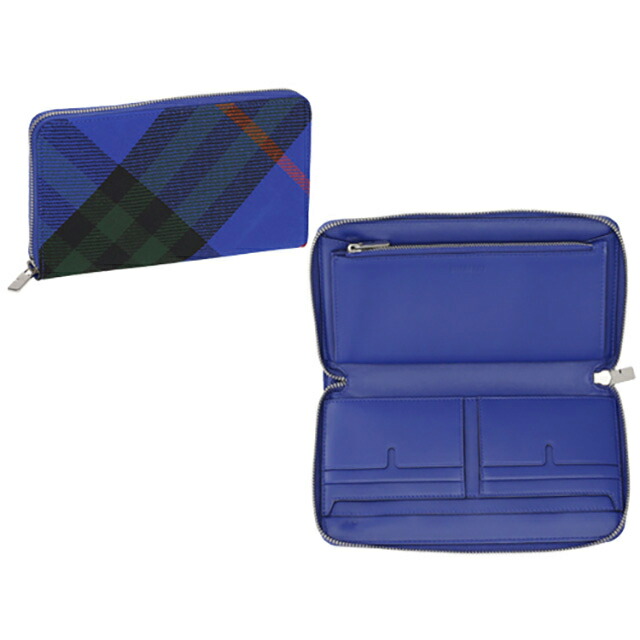 バ－バリ－ 長財布 メンズ BURBERRY チェック 8089609 ブルー ウォレット ブランド 高級 おしゃれ プレゼント 実用的