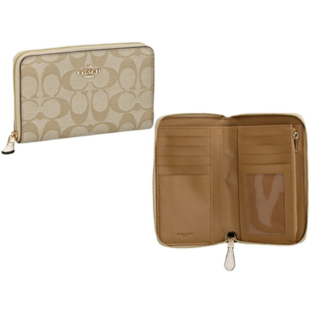 コーチ 二つ折り財布 レディース ブランド COACH シグネチャー 88913 IMDQC ライトカーキ/チョークホワイト ウォレット 高級 おしゃれ プレゼント 実用的