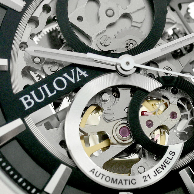 ブローバ クラシック 自動巻き 腕時計 ブランド メンズ オープンハート BULOVA 96A208 アナログ ブラック 黒 おしゃれ 防水 プレゼント 男性 実用的